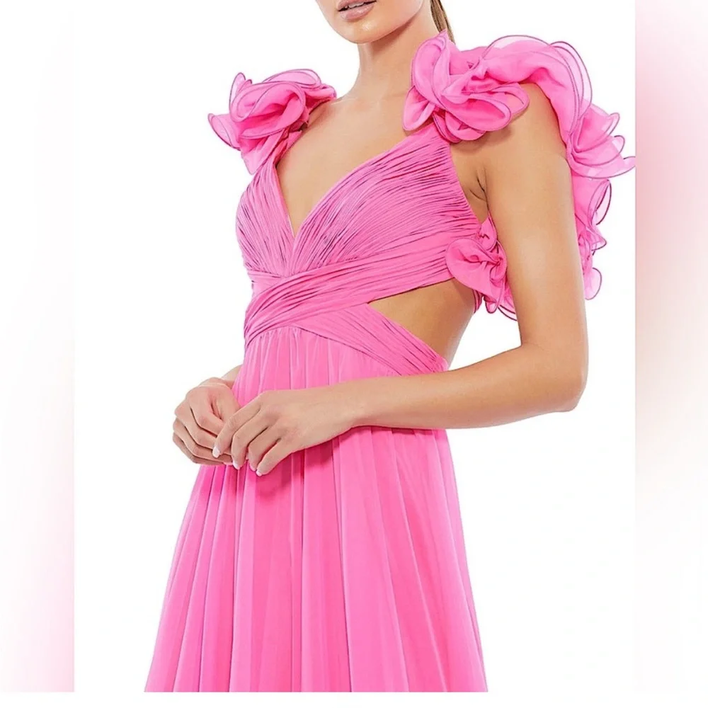 Mac Duggal Vibrant Pink Ruffled Gown - Picture 5 of 5